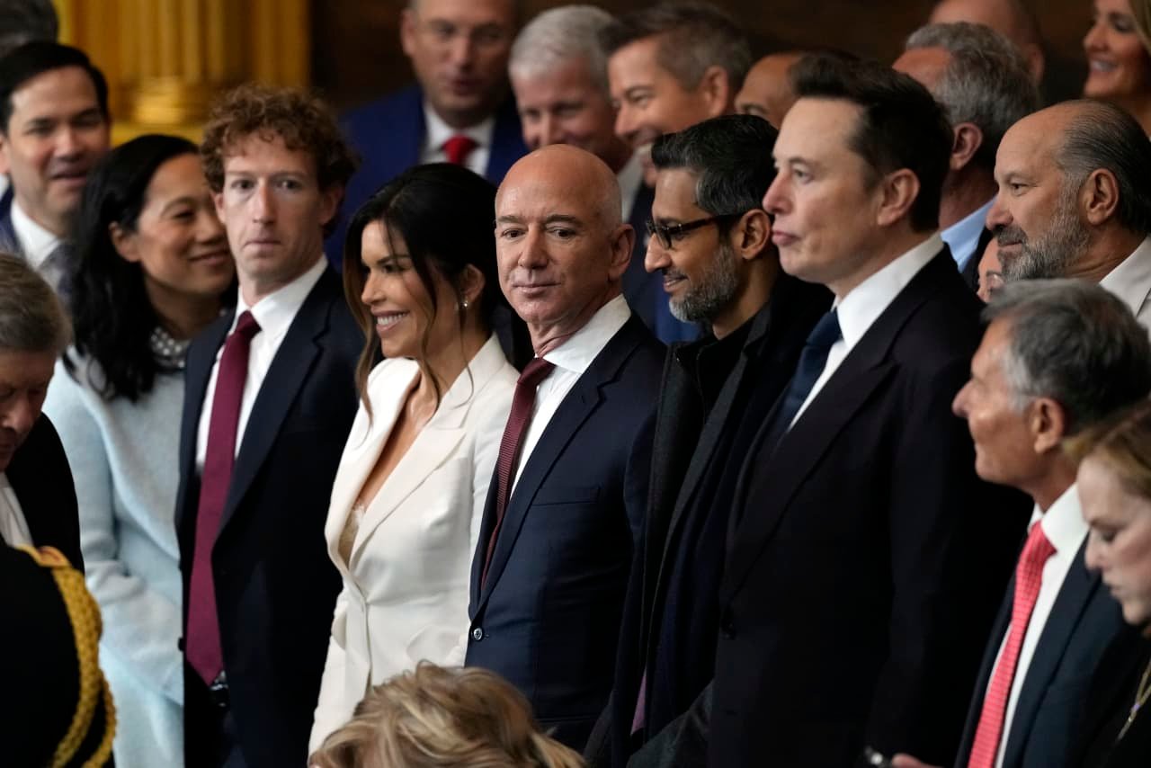 Trump inauguration Tech CEOs like Musk Bezos and Zuckerberg score