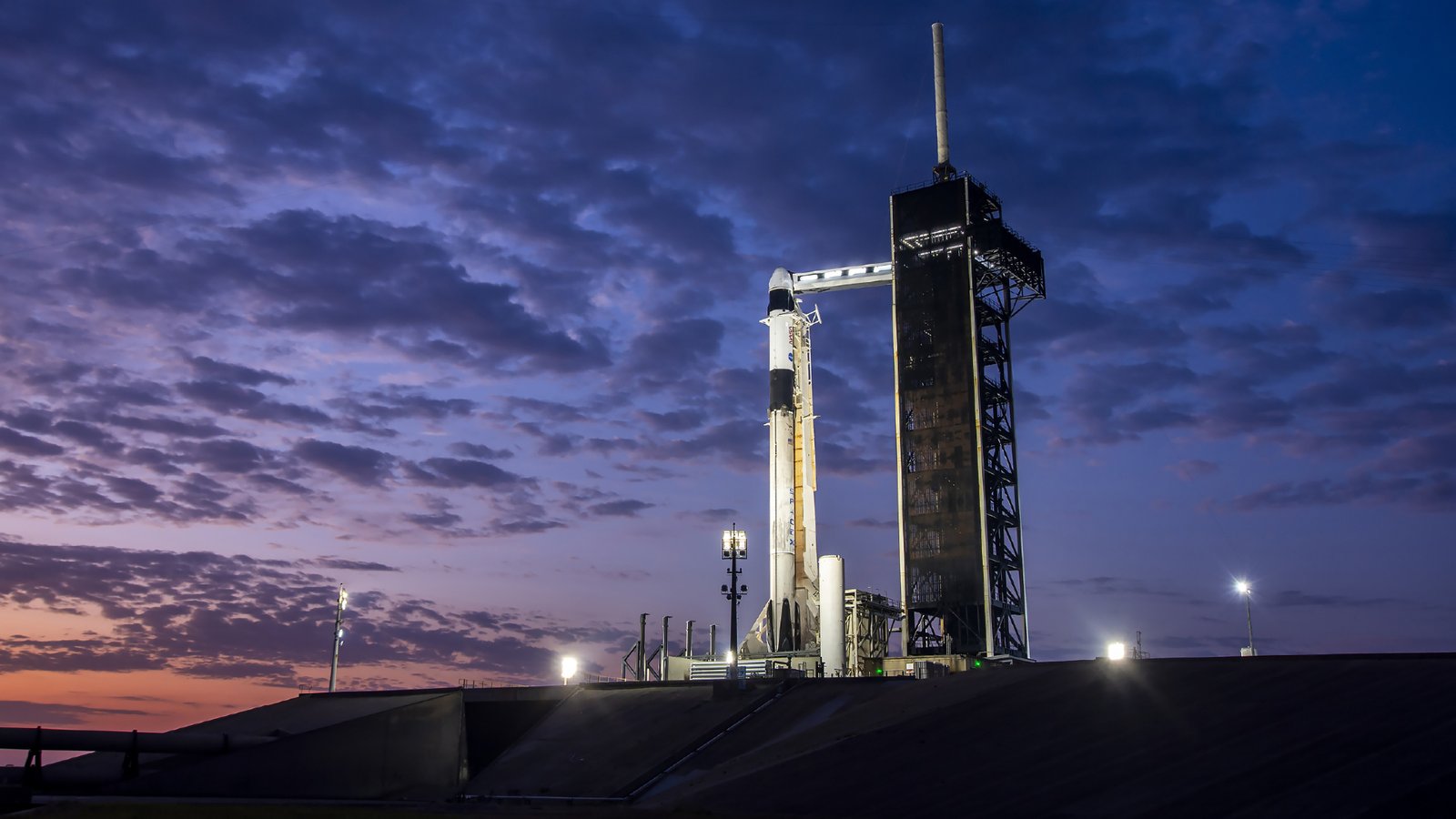 SpaceX Dragon meets sunrise at launch pad for Crew-10 flight photo of the day March 11, 2025